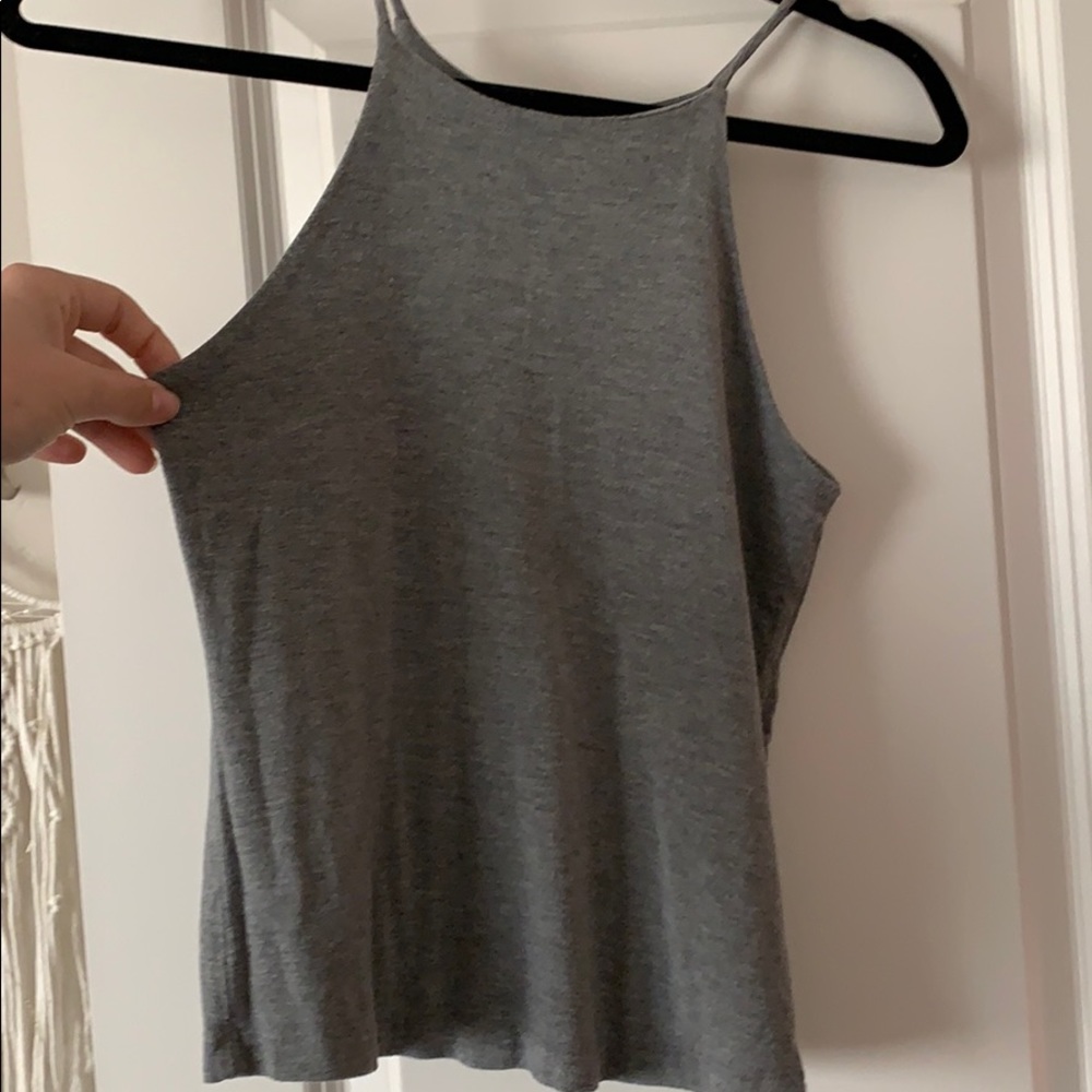 Grey high neck tank top